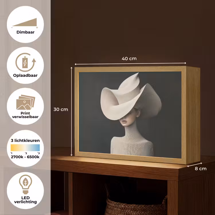 Lightbox - Wandlamp - Vrouw - Golvende - Hoed — 10