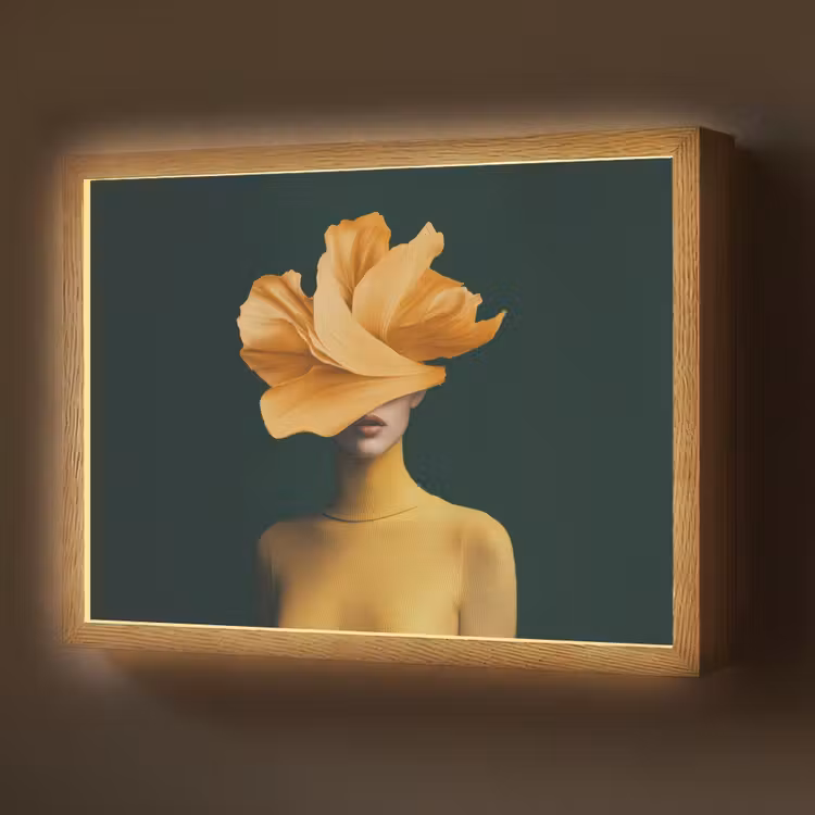 Lightbox - Wandlamp - Vrouw - Hoed - Geel — 1