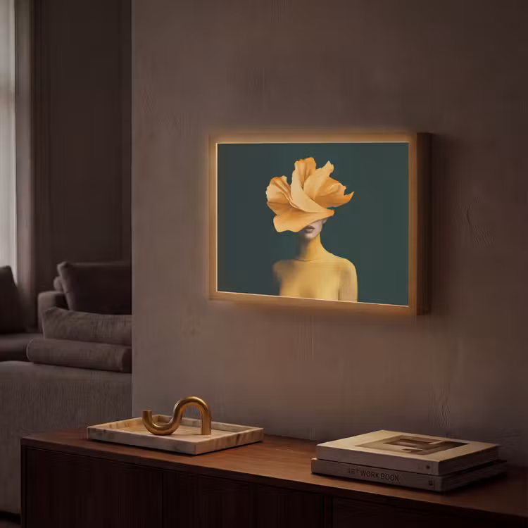 Lightbox - Wandlamp - Vrouw - Hoed - Geel — 2