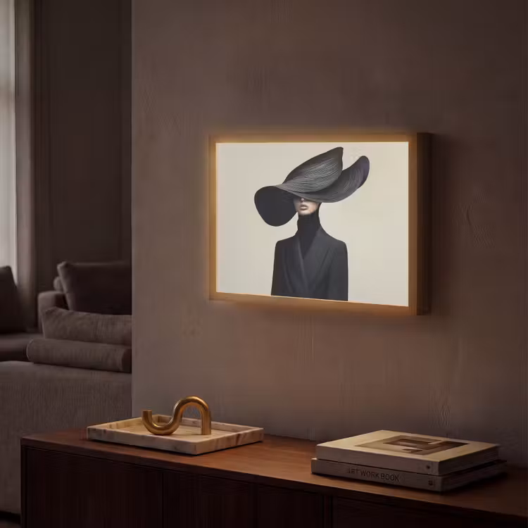 Lightbox - Wandlamp - Zwart - Vrouw - Hoed — 2