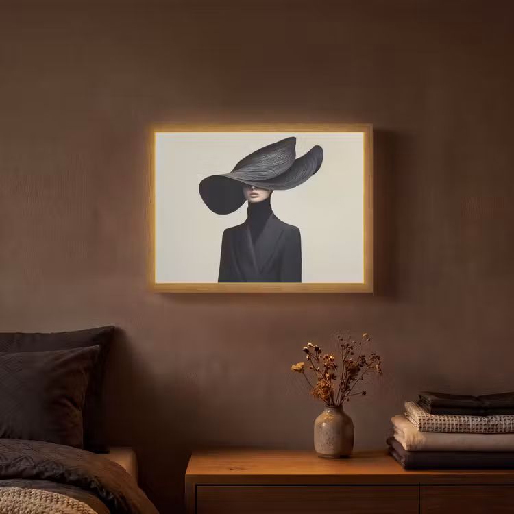 Lightbox - Wandlamp - Zwart - Vrouw - Hoed — 3