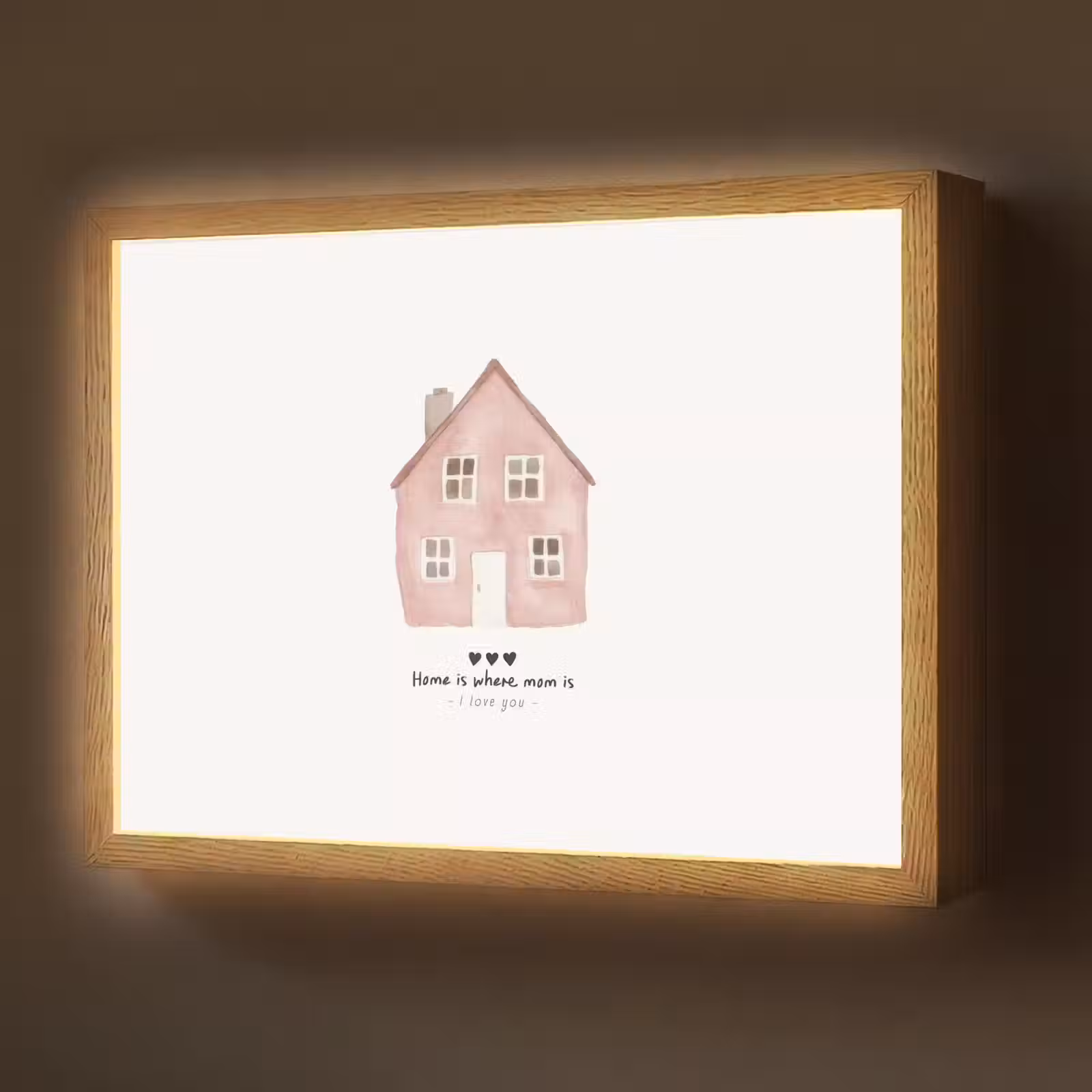 Lightbox - Wandlamp - Huisje - Roze - Quote - Moeder — 1
