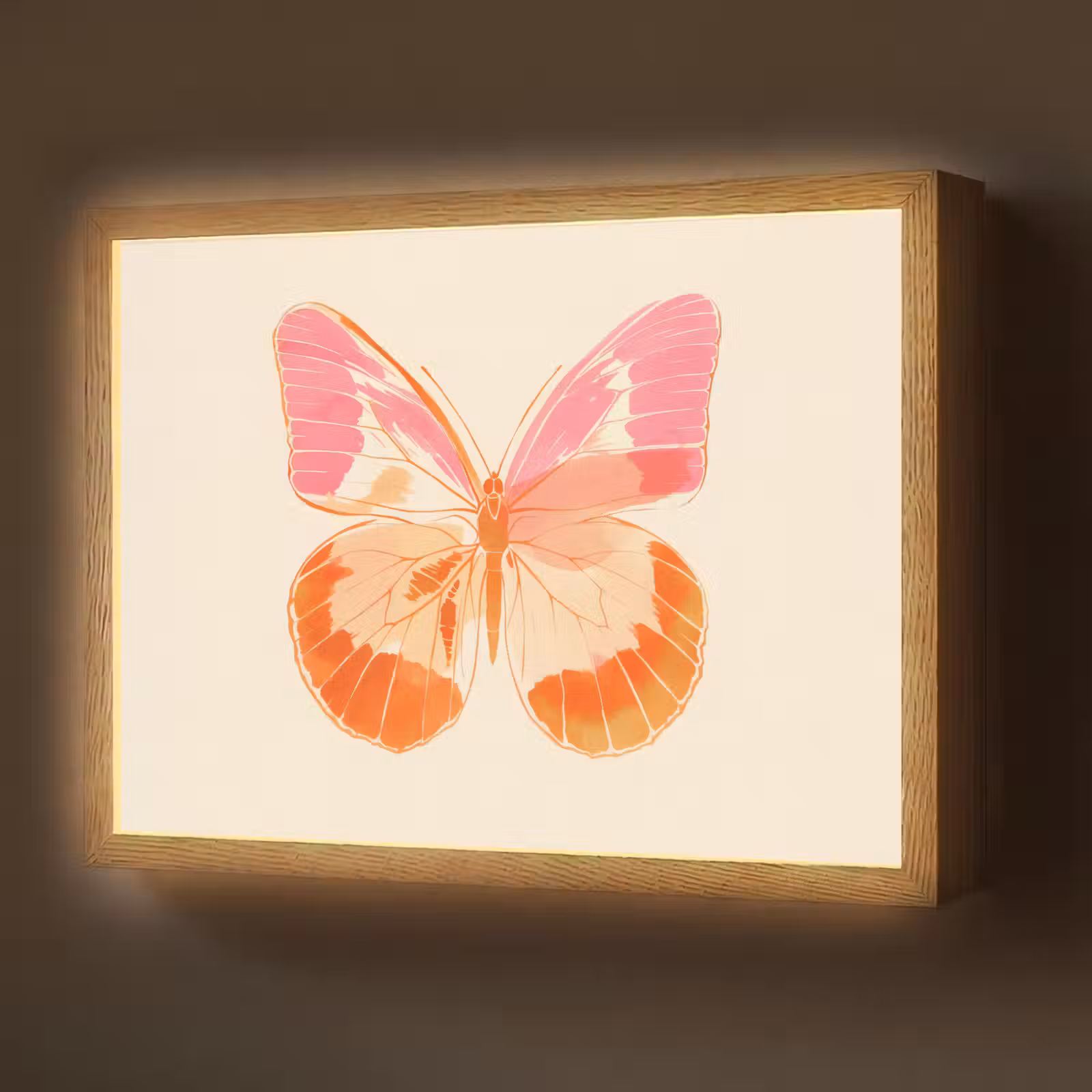 Lightbox - Wandlamp - Oranje - Vlinder - Minimalistisch — 1