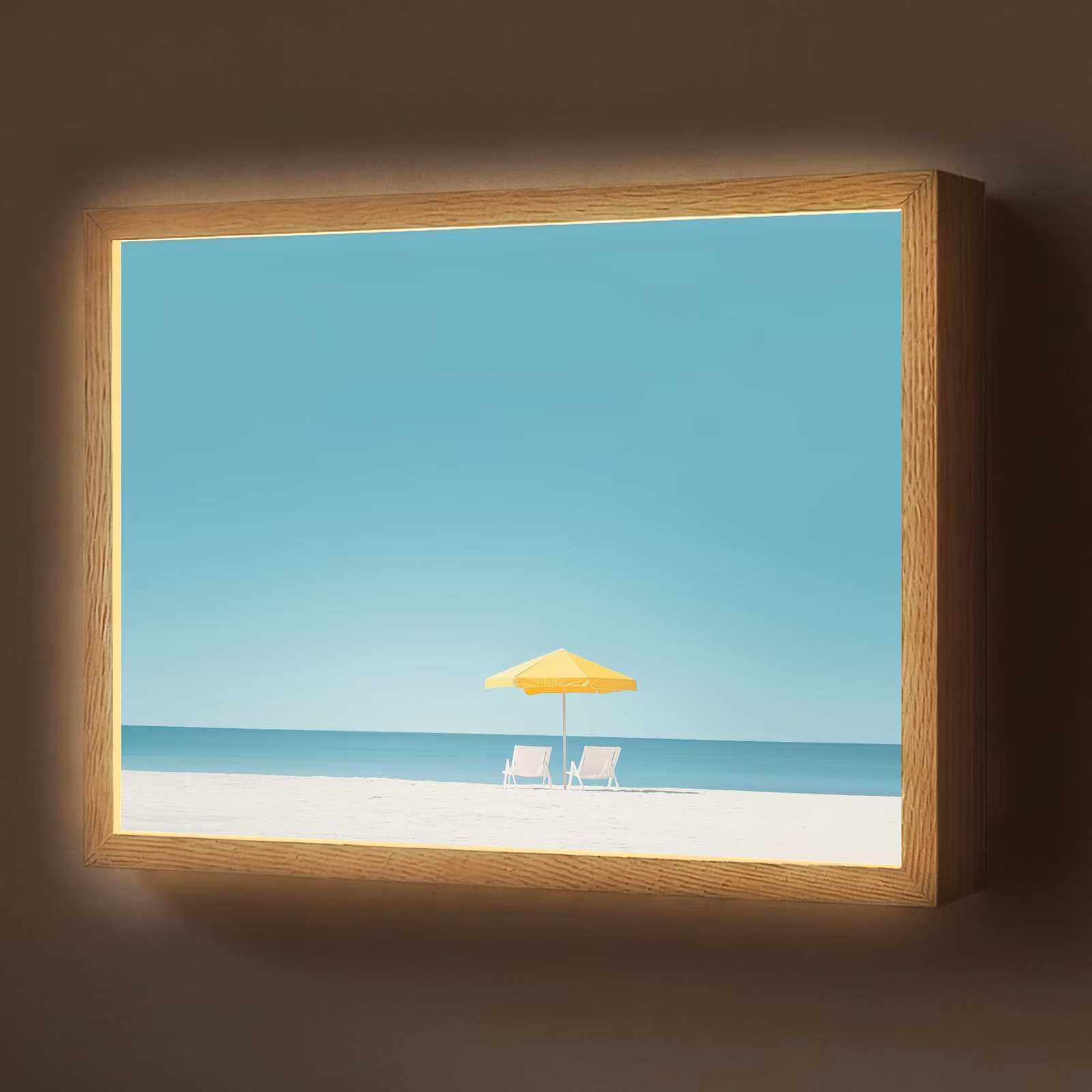 Lightbox - Wandlamp - Strand - Blauwe lucht - Geel - Parasol — 1