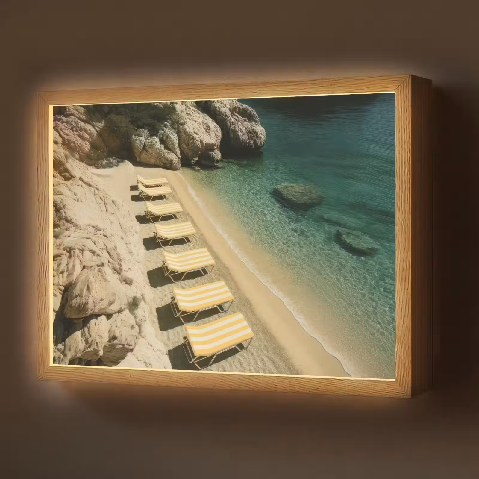 Lightbox - Wandlamp - Strandbedden - Zee - Stenen - Baai — 1