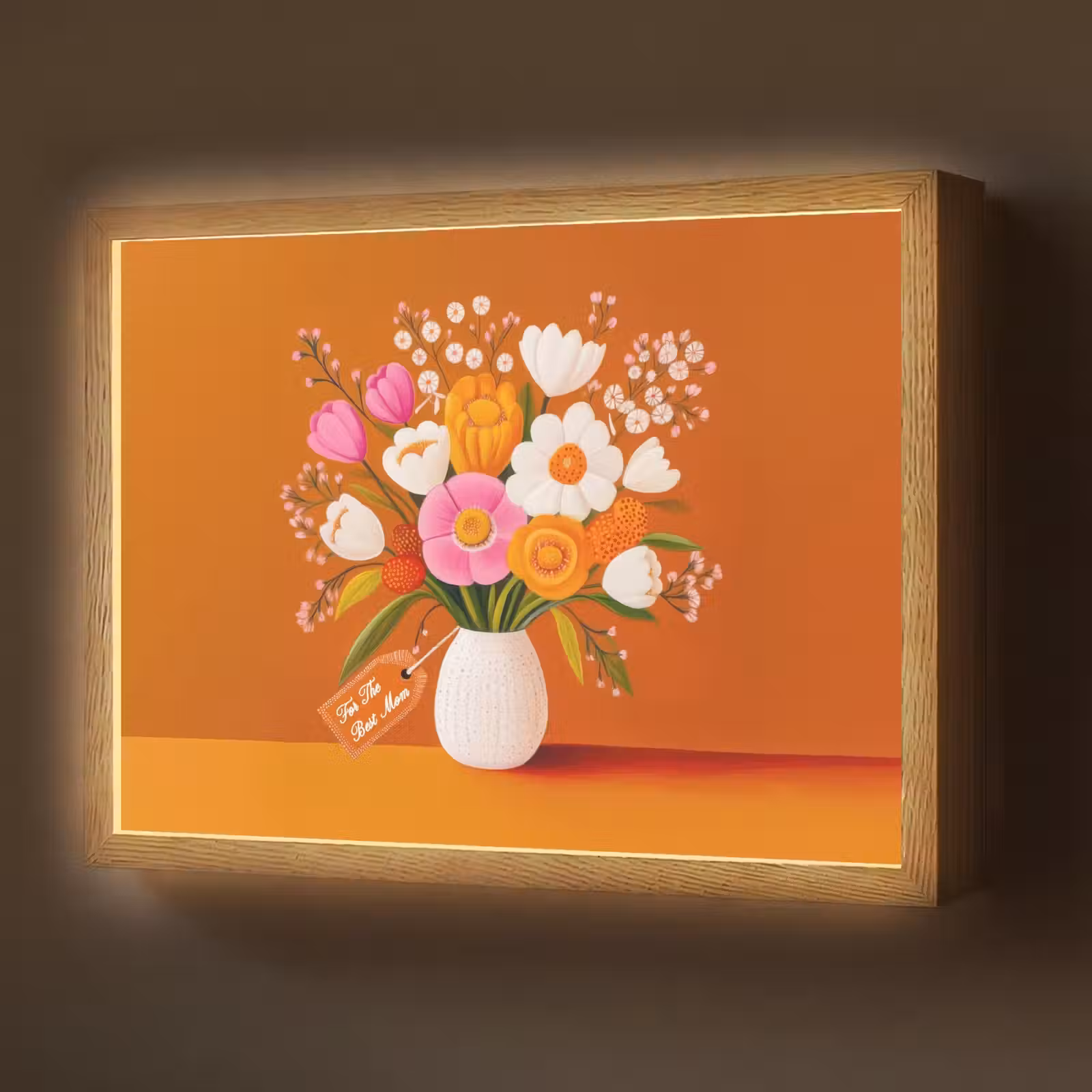 Lightbox - Wandlamp - Vaas - Bloemen - Oranje — 1