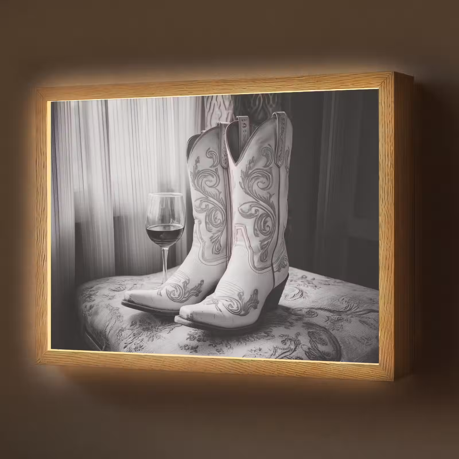 Lightbox - Wandlamp - Wijn - Cowboylaarzen - Raamlicht - Wit — 1