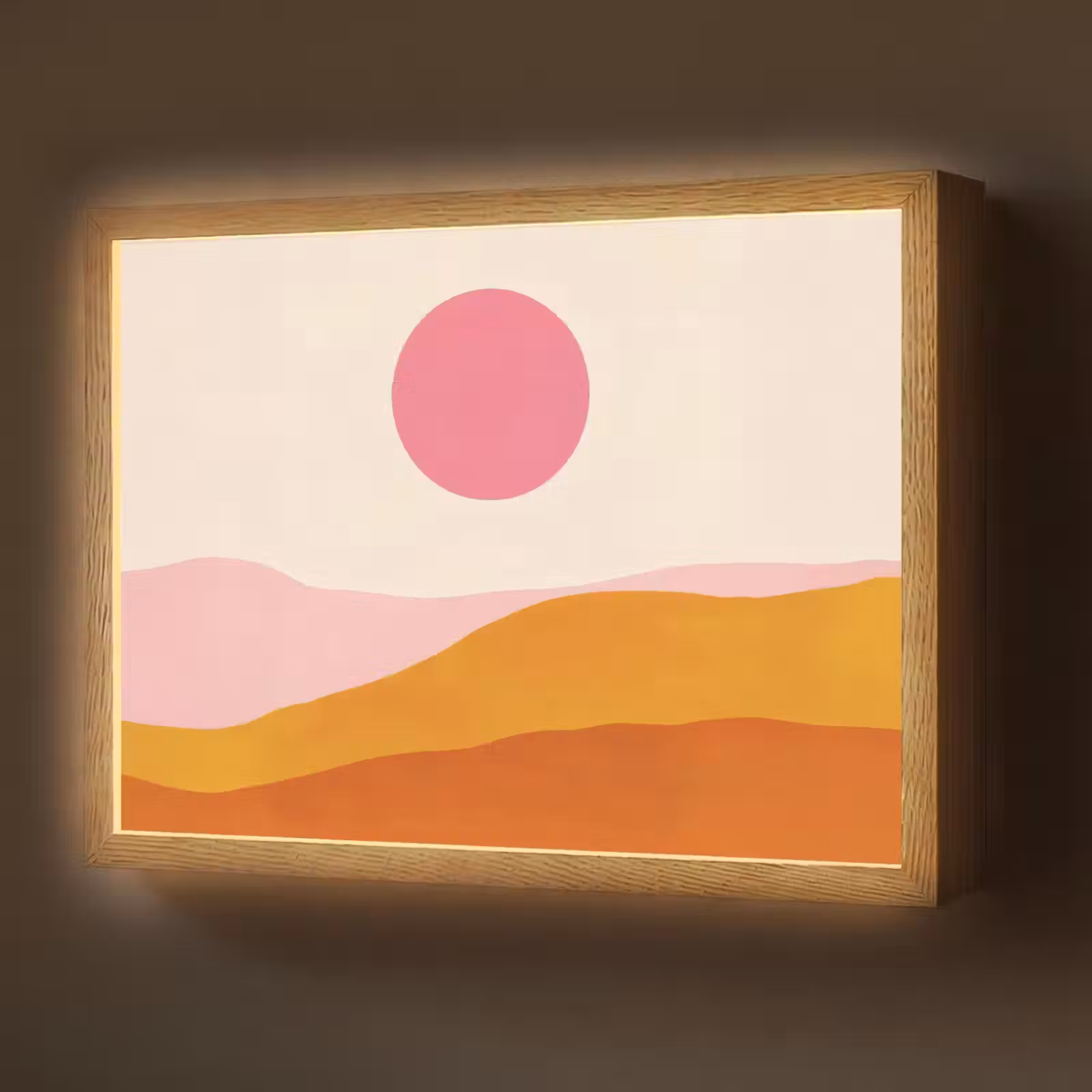 Lightbox - Wandlamp - Zon - Heuvels - Abstract - Roze — 1
