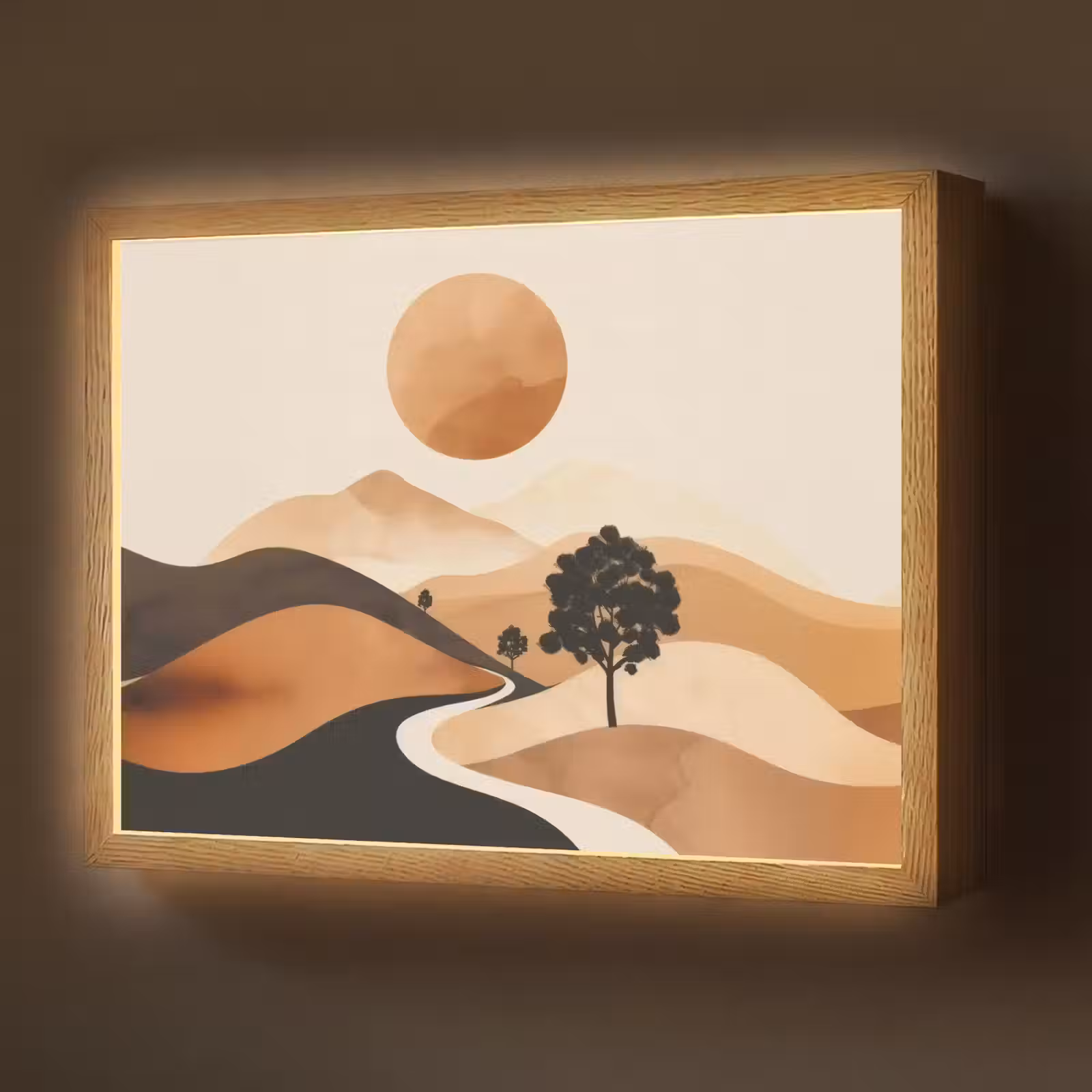 Lightbox - Wandlamp - Zon - Heuvels - Boom - Abstract — 1