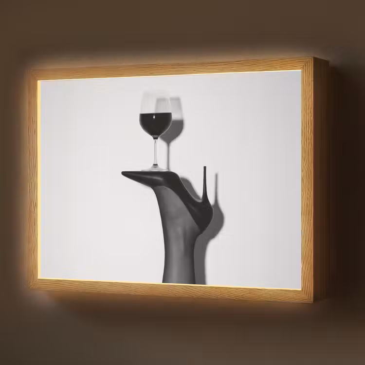 Lightbox - Wandlamp - Hak - Wijn - Minimalistisch - Zwart — 1