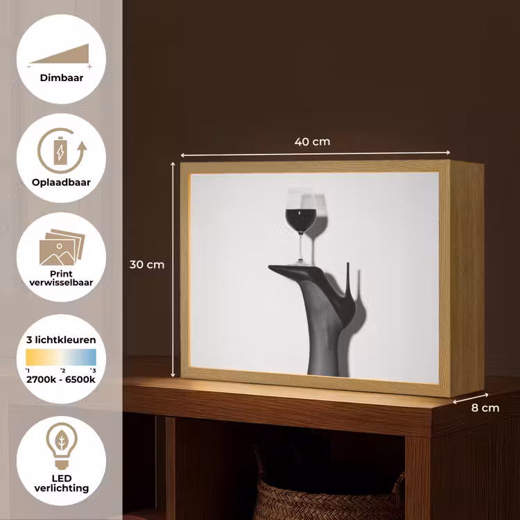 Lightbox - Wandlamp - Hak - Wijn - Minimalistisch - Zwart — 10