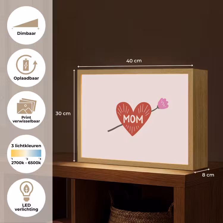 Lightbox - Wandlamp - Hart - Rood - Bloem - Moeder — 10