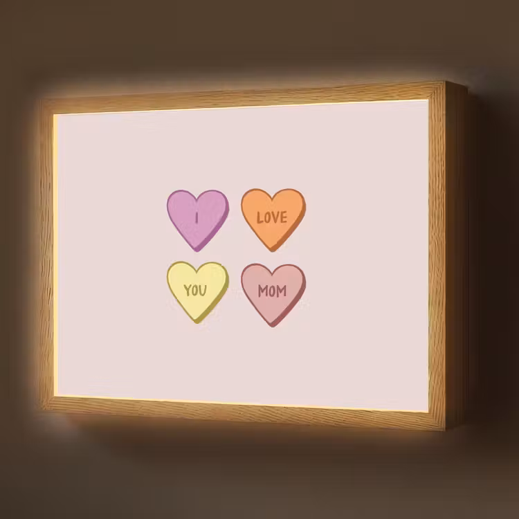 Lightbox - Wandlamp - Hartjes - Pastel - Liefde - Moeder — 1