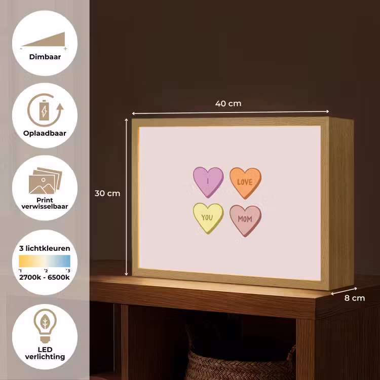 Lightbox - Wandlamp - Hartjes - Pastel - Liefde - Moeder — 10
