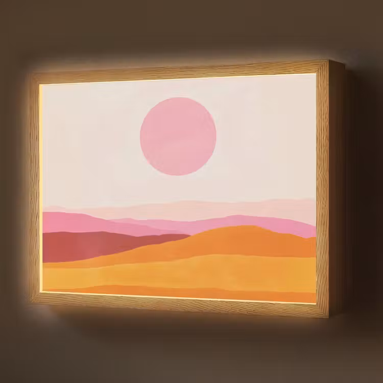 Lightbox - Wandlamp - Heuvels - Oranje - Zon - Abstract — 1