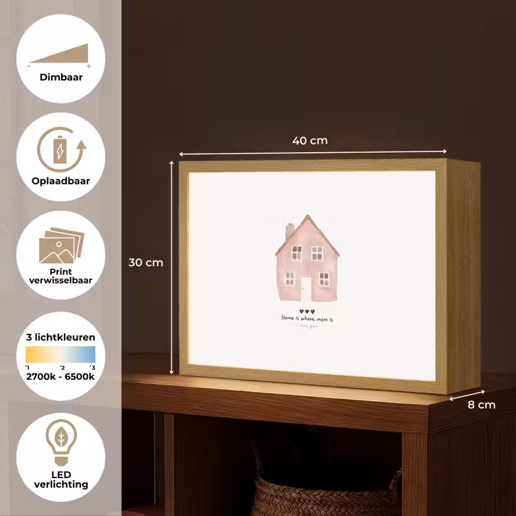 Lightbox - Wandlamp - Huisje - Roze - Quote - Moeder — 10