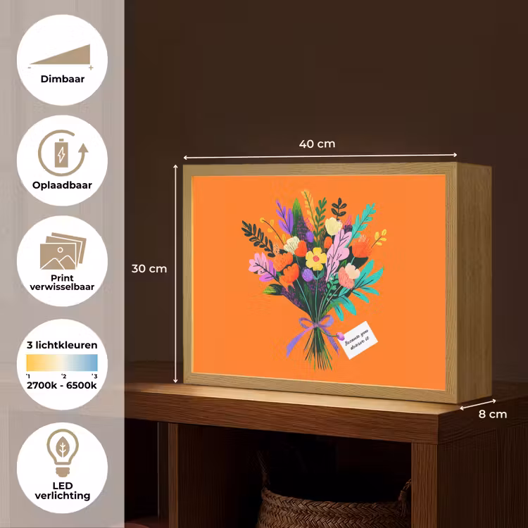 Lightbox - Wandlamp - Kaartje - Boeket - Bloemen — 10