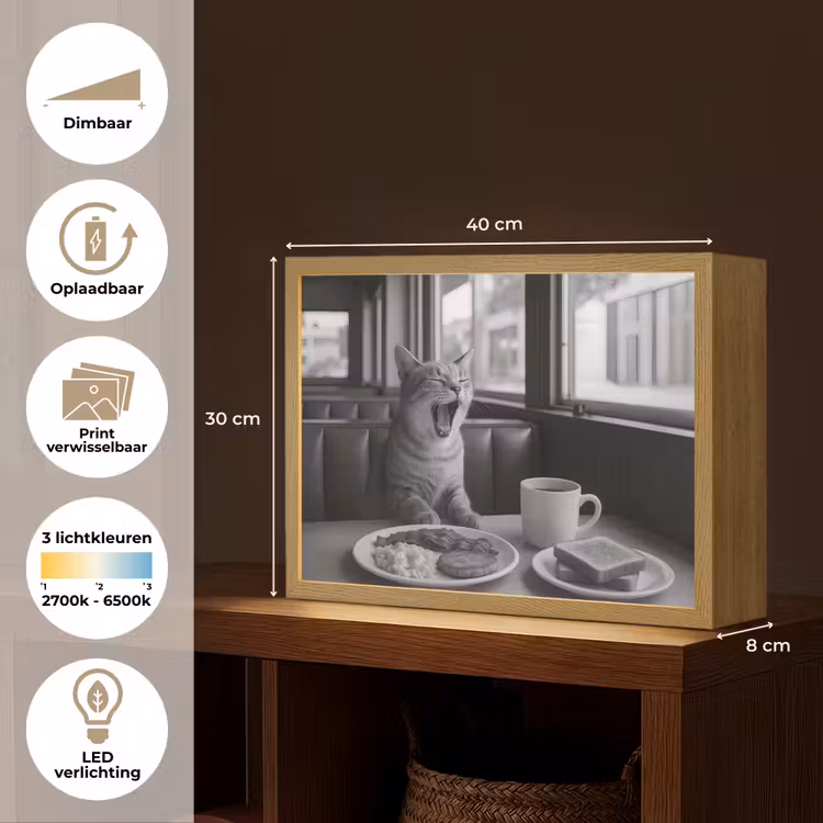 Lightbox - Wandlamp - Kat - Koffie - Brood - Zwart — 10