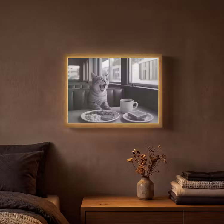 Lightbox - Wandlamp - Kat - Koffie - Brood - Zwart — 3