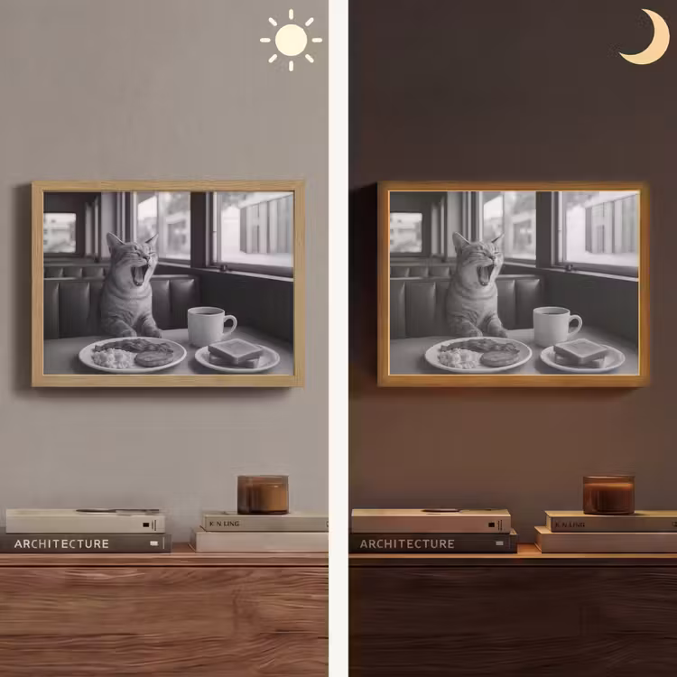Lightbox - Wandlamp - Kat - Koffie - Brood - Zwart — 6