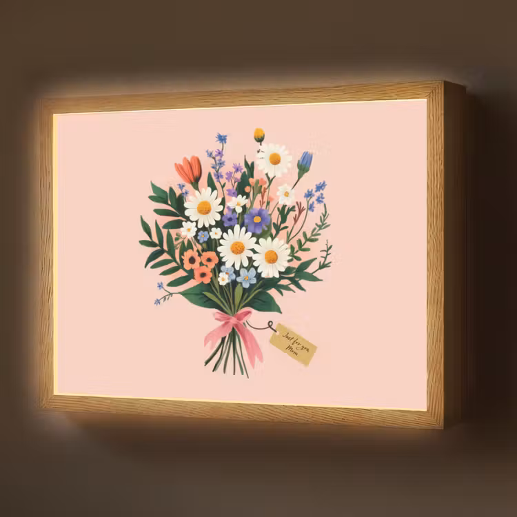 Lightbox - Wandlamp - Margrieten - Boeket - Strikje - Roze — 1