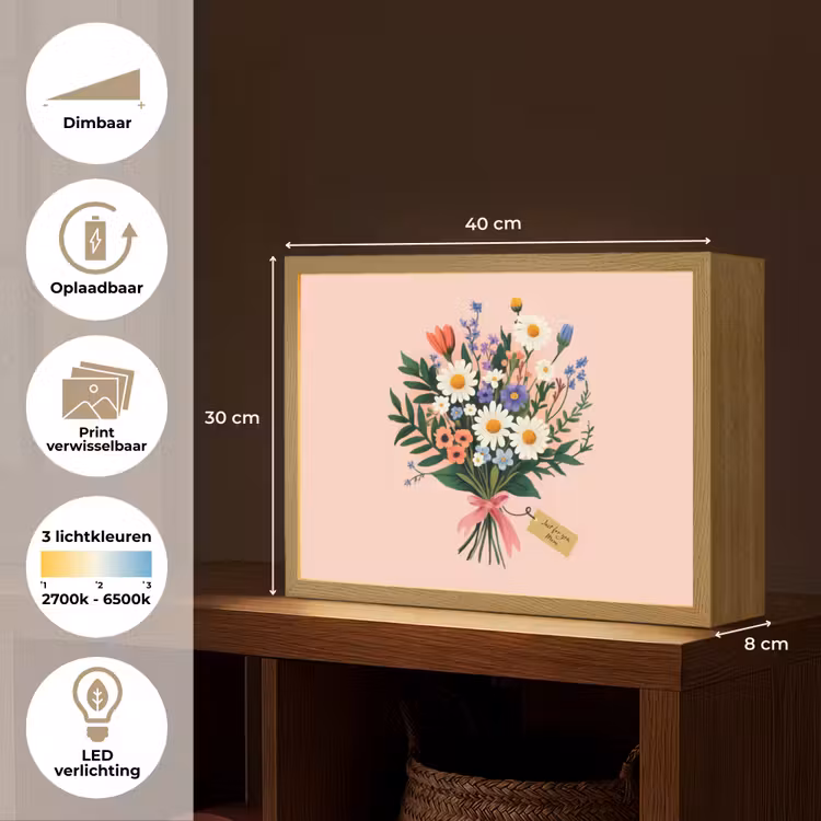 Lightbox - Wandlamp - Margrieten - Boeket - Strikje - Roze — 10