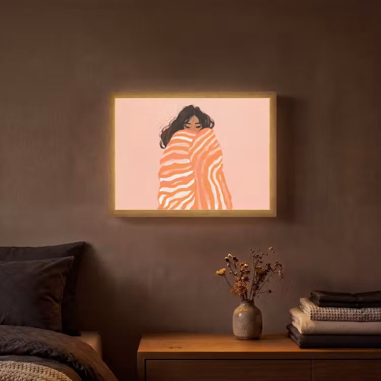 Lightbox - Wandlamp - Meisje - Deken - Gestreept - Oranje — 3