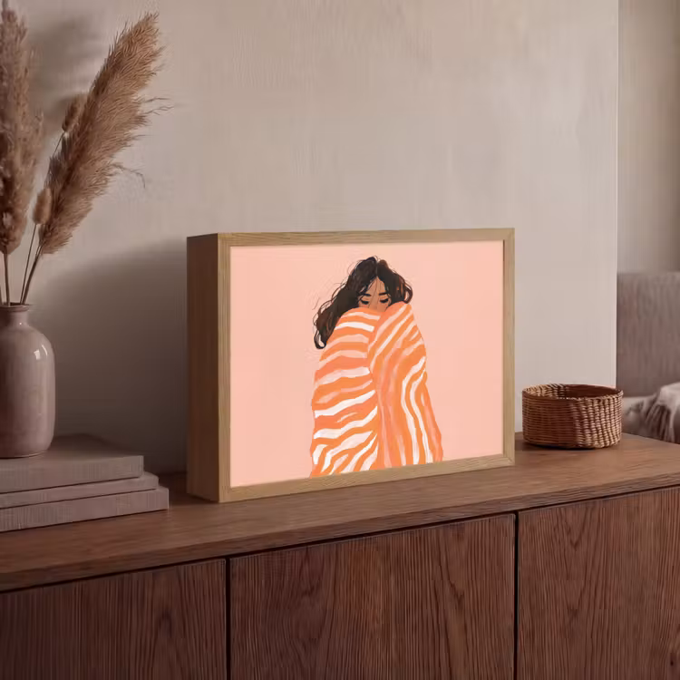 Lightbox - Wandlamp - Meisje - Deken - Gestreept - Oranje — 4