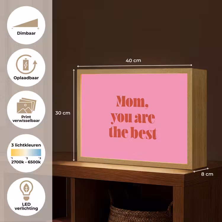 Lightbox - Wandlamp - Moeder - Boodschap -Roze — 10