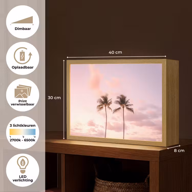 Lightbox - Wandlamp - Palmbomen - Paars - Wolken - Lucht — 10