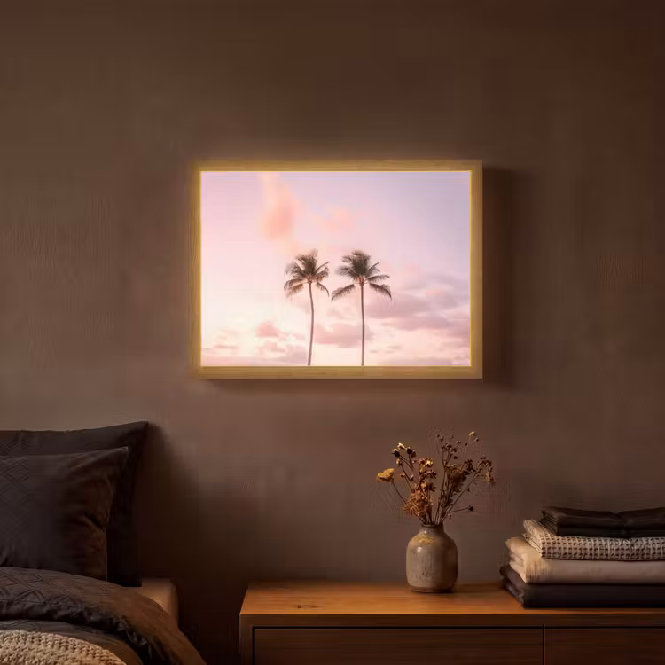 Lightbox - Wandlamp - Palmbomen - Paars - Wolken - Lucht — 3