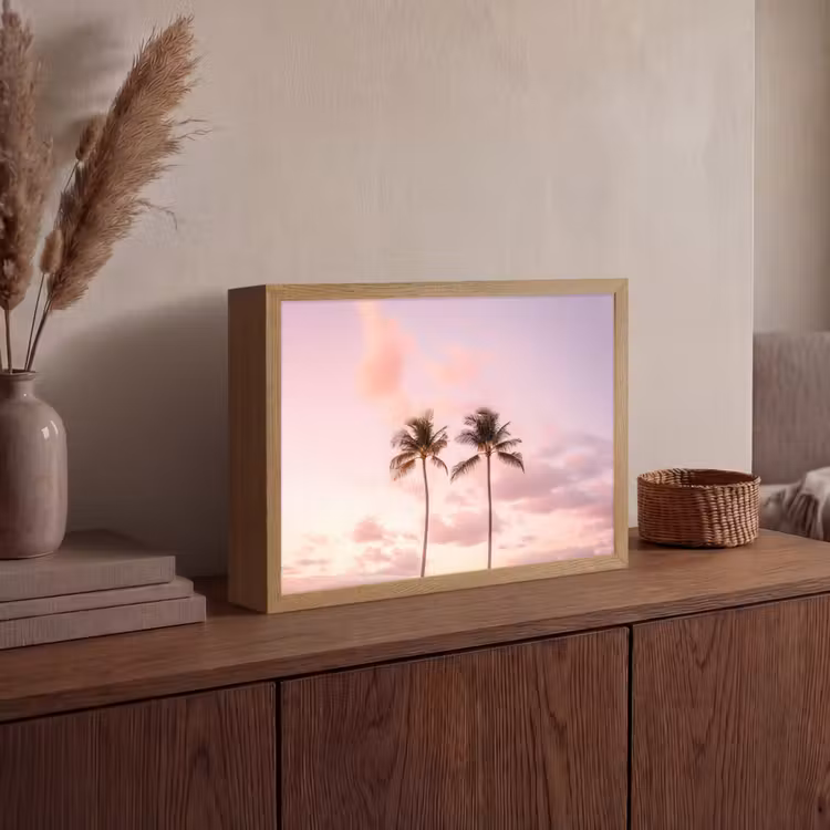 Lightbox - Wandlamp - Palmbomen - Paars - Wolken - Lucht — 4