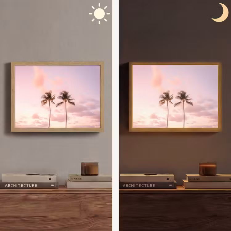 Lightbox - Wandlamp - Palmbomen - Paars - Wolken - Lucht — 6