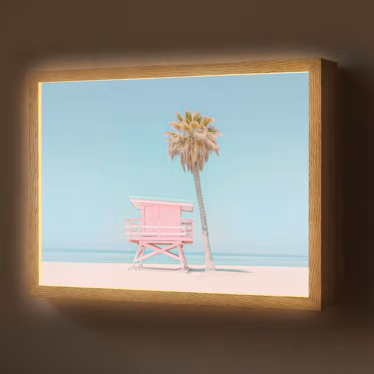 Lightbox - Wandlamp - Palmboom - Strandhuis - Roze — 1