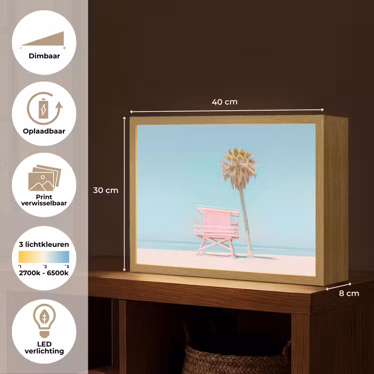 Lightbox - Wandlamp - Palmboom - Strandhuis - Roze — 10