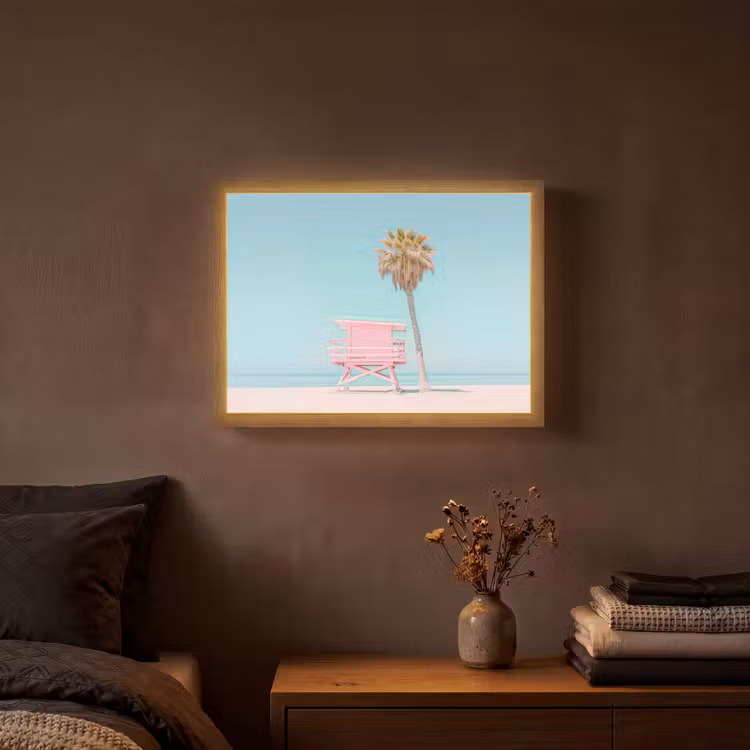 Lightbox - Wandlamp - Palmboom - Strandhuis - Roze — 3