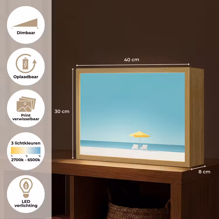 Lightbox - Wandlamp - Strand - Blauwe lucht - Geel - Parasol — 10