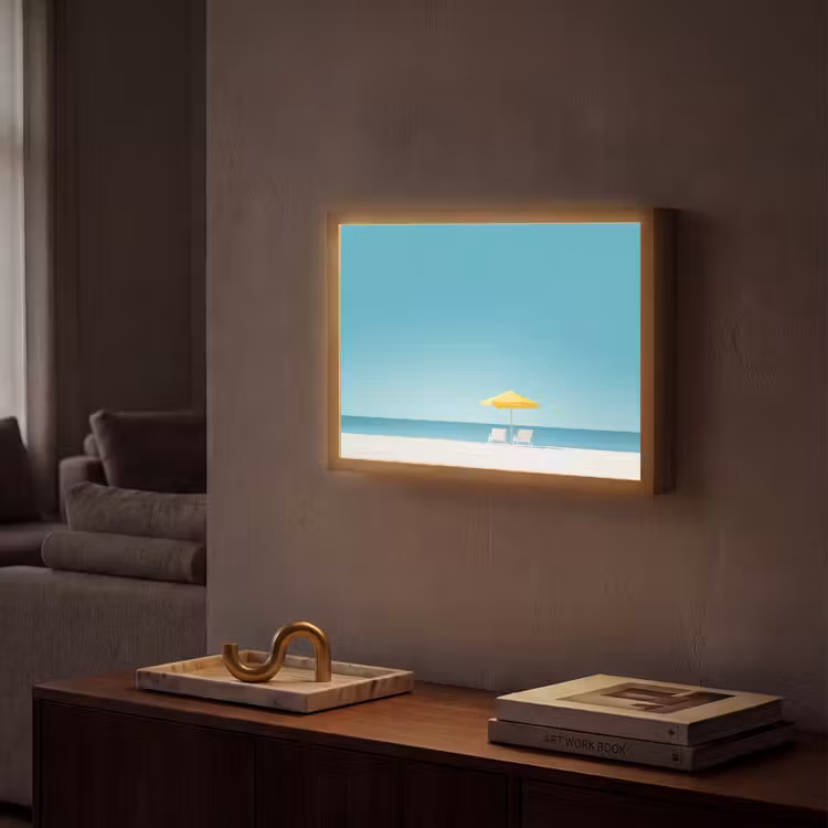 Lightbox - Wandlamp - Strand - Blauwe lucht - Geel - Parasol — 2