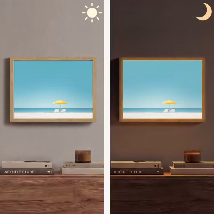Lightbox - Wandlamp - Strand - Blauwe lucht - Geel - Parasol — 6