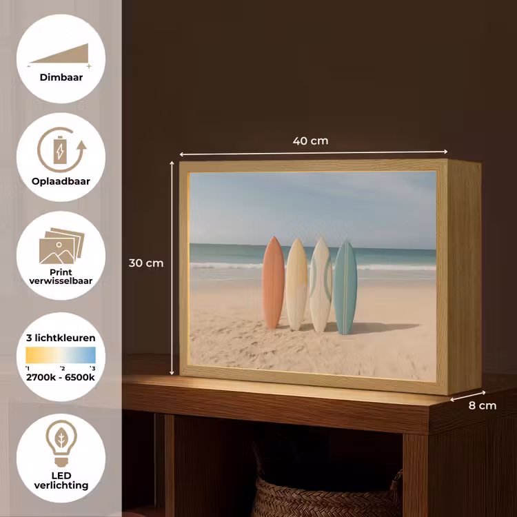 Lightbox - Wandlamp - Strand - Surfbord - Pastel — 10