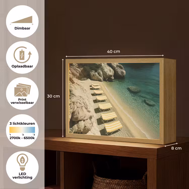 Lightbox - Wandlamp - Strandbedden - Zee - Stenen - Baai — 10