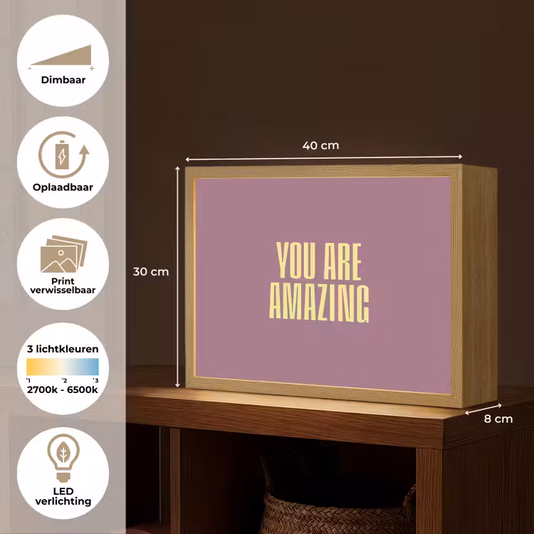 Lightbox - Wandlamp - Tekst - Paars - Amazing — 10