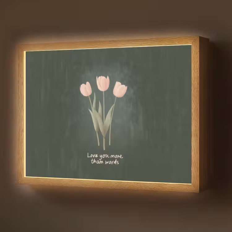 Lightbox - Wandlamp - Tulpen - Roze - Tekst - Love — 1