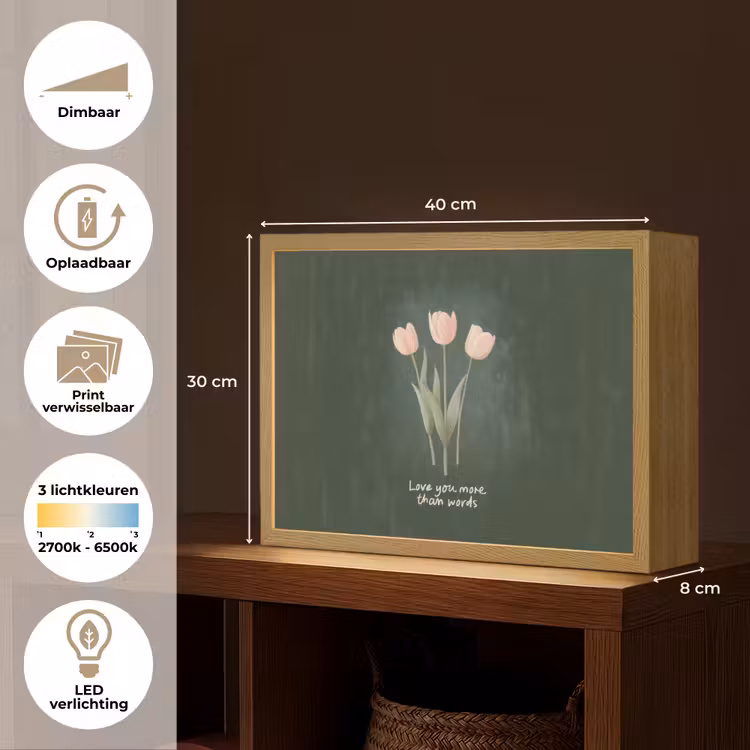 Lightbox - Wandlamp - Tulpen - Roze - Tekst - Love — 10