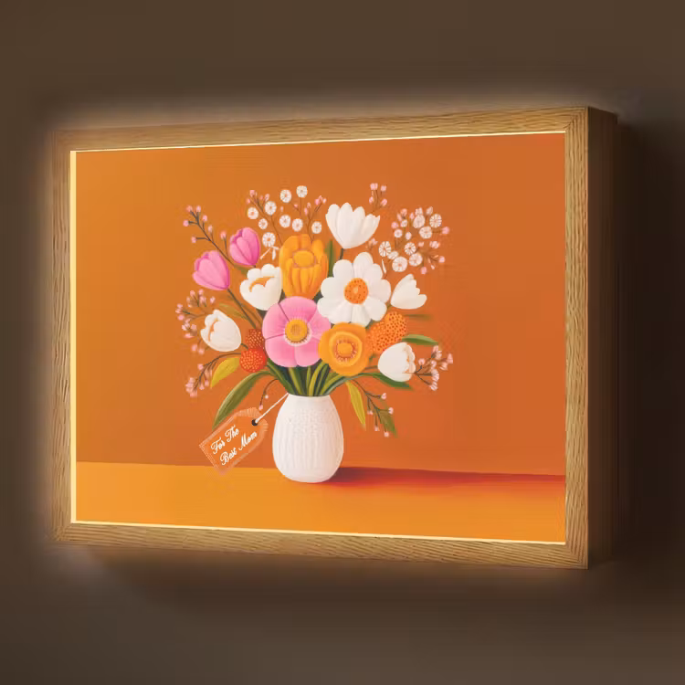 Lightbox - Wandlamp - Vaas - Bloemen - Oranje — 1