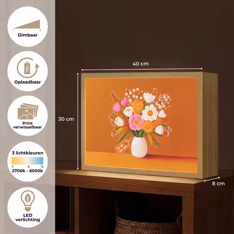 Lightbox - Wandlamp - Vaas - Bloemen - Oranje — 10