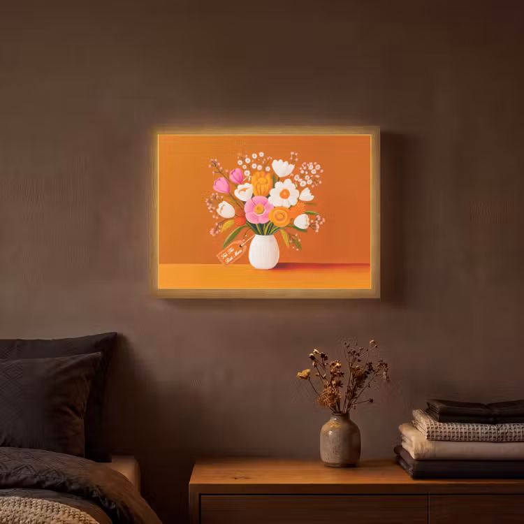 Lightbox - Wandlamp - Vaas - Bloemen - Oranje — 3