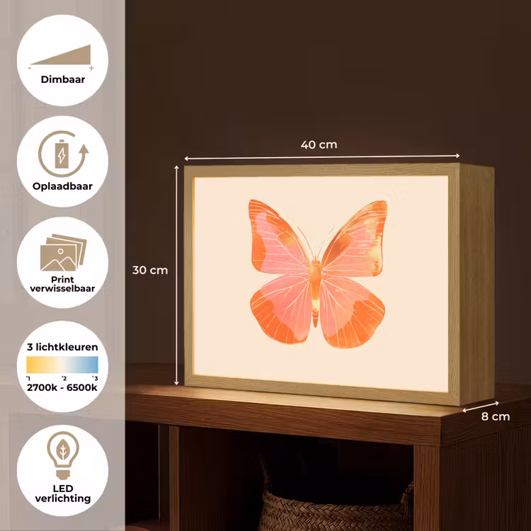 Lightbox - Wandlamp - Vlinder - Minimalistisch - Roze — 10