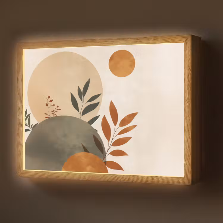 Lightbox - Wandlamp - Vormen - Rond - Bladeren - Beige — 1