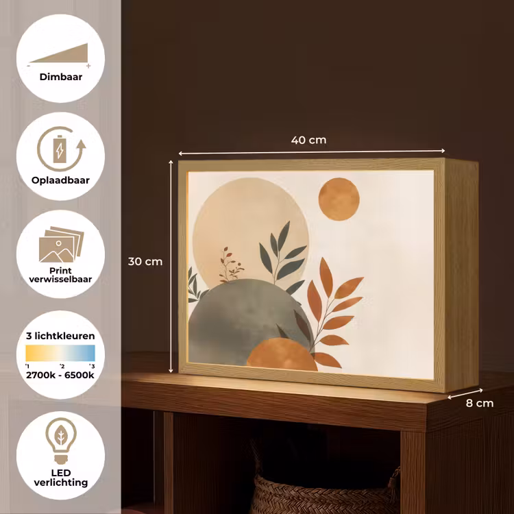 Lightbox - Wandlamp - Vormen - Rond - Bladeren - Beige — 10